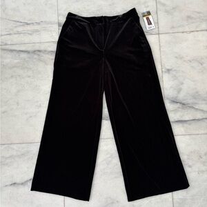Sofia Vergara Pants Black Velvet Wide Leg High Rise Trouser Womens 14 NWT Career
